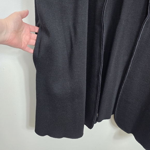 Vintage Bonnie Lee Leroy Black Wool Knit Car Coat Oversized Open Front - Picture 7 of 12